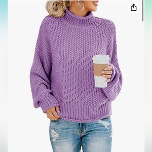 NWOT Women’s Oversized Mock Neck Violet Sweater